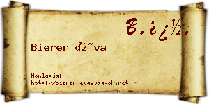 Bierer Éva névjegykártya